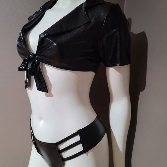 Daring Nights Vegan Leather Lingerie Set - Picture 3 of 8